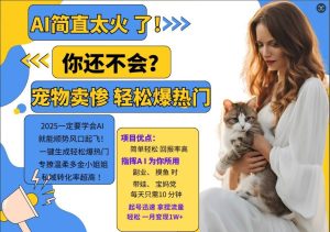 小红书AI宠物卖惨打工项目,一键生成轻松爆热门,专撩温柔多金小姐姐,私域转化率超高-最全项目网