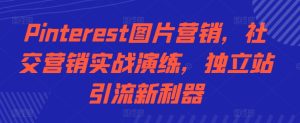 Pinterest图片营销,社交营销实战演练,独立站引流新利器-最全项目网