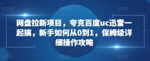 网盘拉新项目，夸克百度uc迅雷一起搞，新手如何从0到1，保姆级详细操作攻略-最全项目网