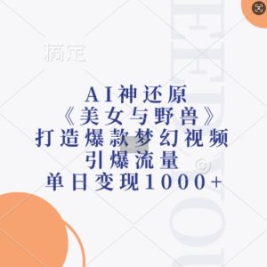 AI神还原《美女与野兽》，打造爆款梦幻视频，引爆流量，单日变现1k-最全项目网