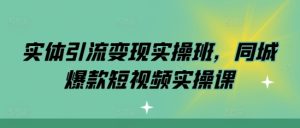 实体引流变现实操班,同城爆款短视频实操课-最全项目网