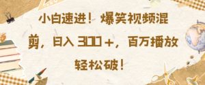 小白速进,爆笑视频混剪,日入3张,百万播放轻松破【揭秘】-最全项目网