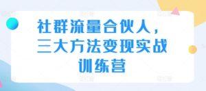 社群流量合伙人,三大方法变现实战训练营-最全项目网