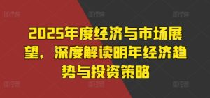 2025年度经济与市场展望,深度解读明年经济趋势与投资策略-最全项目网