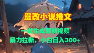 漫改小说推文,一键生成原创视频,暴力拉新,小白日入3张-最全项目网