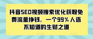 抖音SEO视频搜索优化获取免费流量挣钱,一个99%人还不知道的生财之道-最全项目网
