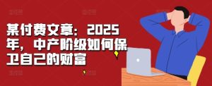 某付费文章:2025年,中产阶级如何保卫自己的财富-最全项目网