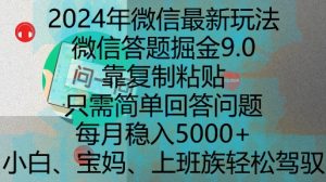 2024年微信最新玩法，微信答题掘金9.0玩法出炉，靠复制粘贴，只需简单回答问题，每月稳入5k【揭秘】-最全项目网