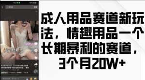 成人用品赛道新玩法，情趣用品一个长期暴利的赛道，3个月收益20个【揭秘】-最全项目网