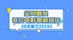 全网首发,低价电影票新玩法,已有人30天搞了75741【揭秘】-最全项目网