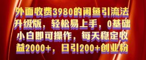 外面收费3980的闲鱼引流法,轻松易上手,0基础小白即可操作,日引200+创业粉的保姆级教程【揭秘】-最全项目网