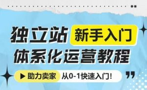 独立站新手入门体系化运营教程，助力独立站卖家从0-1快速入门!-最全项目网