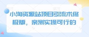 小淘资源站项目引流术终极版,亲测实操可行的-最全项目网