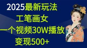 2025最新玩法,工笔画美女,一个视频30万播放变现500+-最全项目网