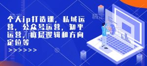 个人ip打造课,私域运营,公众号运营,知乎运营,底层逻辑和方向定位等-最全项目网