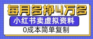 小红书虚拟资料项目,0成本简单复制,每个月多挣1W【揭秘】-最全项目网
