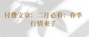 付费文章:二月必看:春季行情来了-最全项目网