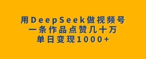 用DeepSeek做视频号,一条作品点赞几十万,单日变现1k-最全项目网