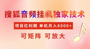 首发搜狐音频挂JI,项目红利期,可矩阵可放大,稳定月入5k【揭秘】-最全项目网