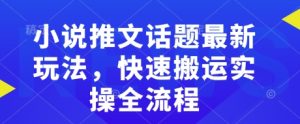 小说推文话题最新玩法,快速搬运实操全流程-最全项目网