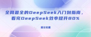 全网最全的DeepSeek入门到指南,看完DeepSeek效率提升80%(建议收藏)-最全项目网