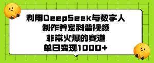 利用DeepSeek与数字人制作养宠科普视频，非常火爆的赛道，单日变现多张-最全项目网