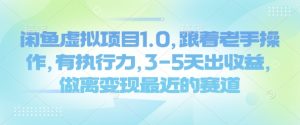 闲鱼虚拟项目1.0,跟着老手操作,有执行力,3-5天出收益,做离变现最近的赛道-最全项目网