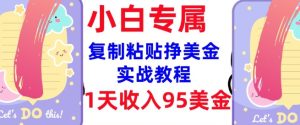 复制粘贴挣美金,0门槛,1天收入95美刀,3分钟学会,内部教程(首次公开)-最全项目网