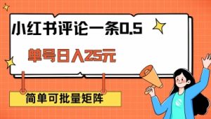小红书评论一条0.5元 单账号一天可得25元 可矩阵操作 简单无脑靠谱【揭秘】-最全项目网