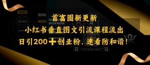 小红书垂直图文引流课程流出,日引200+创业粉,速看防和谐-最全项目网