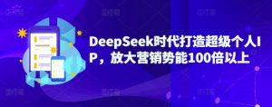 DeepSeek时代打造超级个人IP,放大营销势能100倍以上-最全项目网