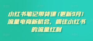 小红书笔记带货课(更新25年3月)流量电商新机会,抓住小红书的流量红利-最全项目网