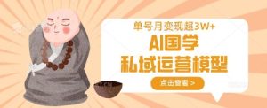 AI国学私域运营模型,单号月变现过W-最全项目网