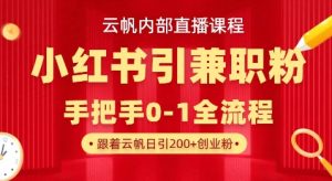 云帆内部直播课，小红书引流兼职粉教程，日引500+月变现过W-最全项目网