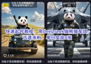 快速起号教程,用deepseek做熊猫军团,迅速涨粉,单日变现8张-最全项目网