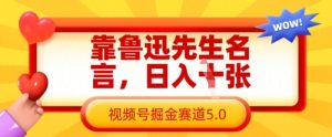 靠鲁迅先生名言,日入数张,视频号掘金赛道5.0-最全项目网