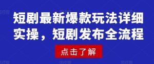 短剧最新爆款玩法详细实操，短剧发布全流程-最全项目网