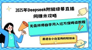 2025年Deepseek附能绿幕直播间挣米攻略无需拜师自学月入过W保姆级教程，最适合小白宝妈的轻创业-最全项目网