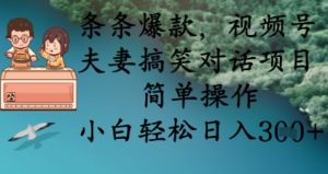 条条爆款,视频号夫妻搞笑对话项目,简单操作,小白轻松日入3张+-最全项目网