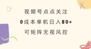 视频号点点关注，0成本单号80+，可矩阵，绿色正规，长期稳定【揭秘】-最全项目网