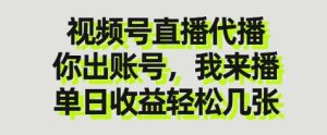 视频号直播代播,你出账号我来播,单日收益轻松几张【揭秘】-最全项目网