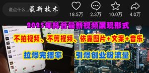 抖音最新视频展现形式,不拍视频、不剪视频、依靠图片+文案助推热门,引爆创业粉-最全项目网