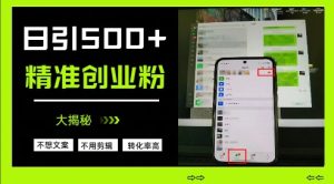 不需要我们去想文案,也不需要我们去剪辑视频,日引500+精准创业粉,方法大揭秘-最全项目网