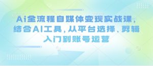 Ai全流程自媒体变现实战课,结合AI工具,从平台选择、剪辑入门到账号运营-最全项目网