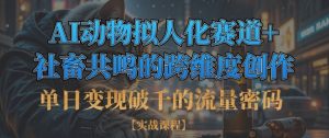 单日变现破千的流量密码,AI动物拟人化赛道+社畜共鸣的跨维度创作-最全项目网