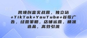 跨境创富实战营,独立站+TikTok+YouTube+谷歌广告,经营策略,店铺运营,精准选品,高效引流-最全项目网