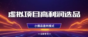 虚拟项目高利润选品方法,做好单店利润1W+,可多店倍增利润-最全项目网