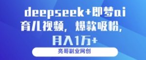 deepseek+即梦ai育儿视频,爆款吸粉,月入1w-最全项目网