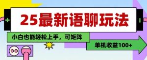 25年最新语聊玩法，纯手工，单机收益100+，小白也能轻松上手，可矩阵操作-最全项目网