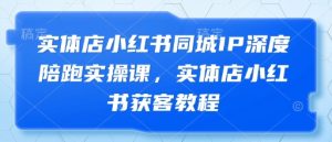 实体店小红书同城IP深度陪跑实操课,实体店小红书获客教程-最全项目网